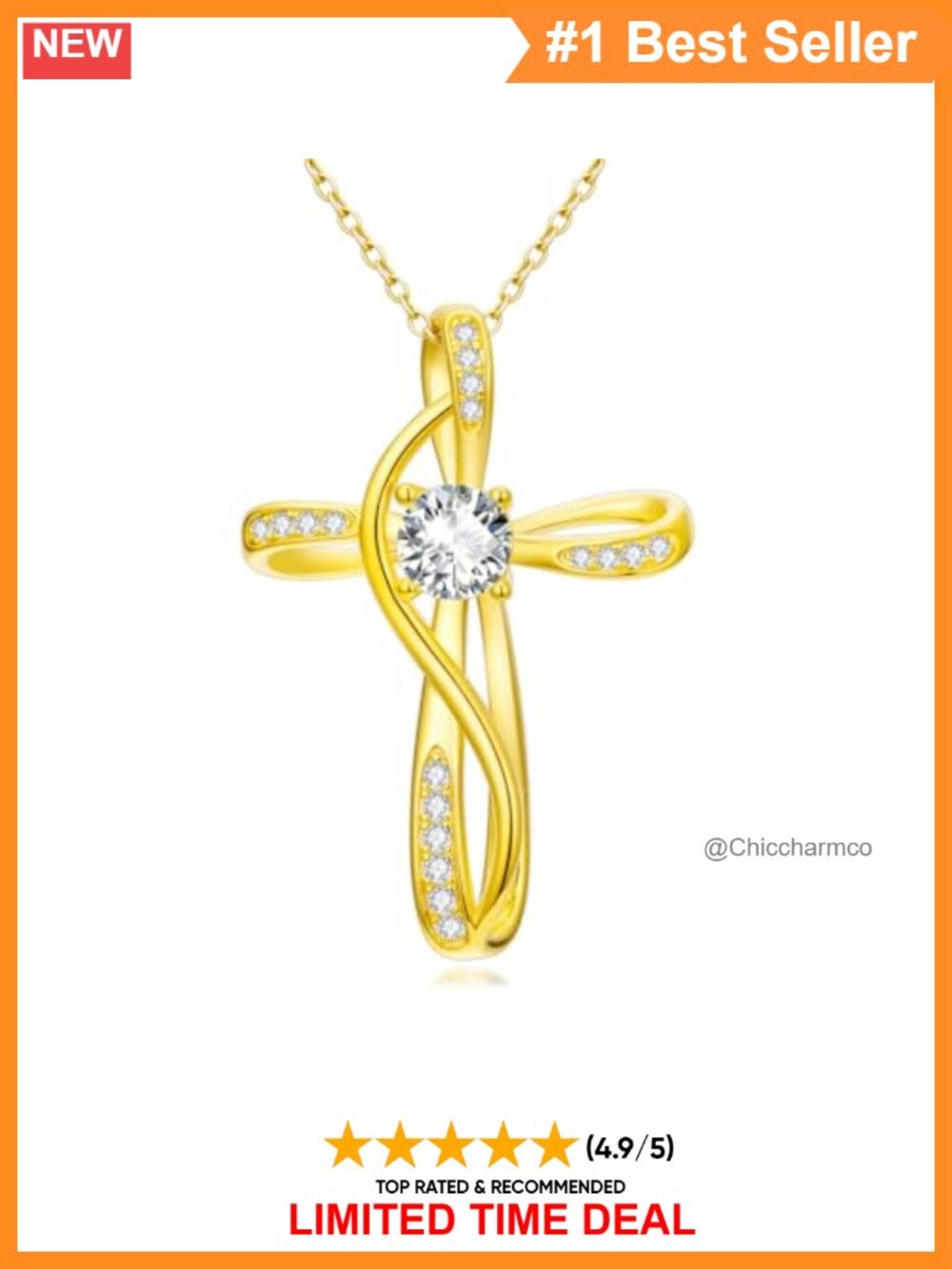 Dainty Cross Birthstone Necklace 14K Gold 18+2" Cable Chain Women's Gift